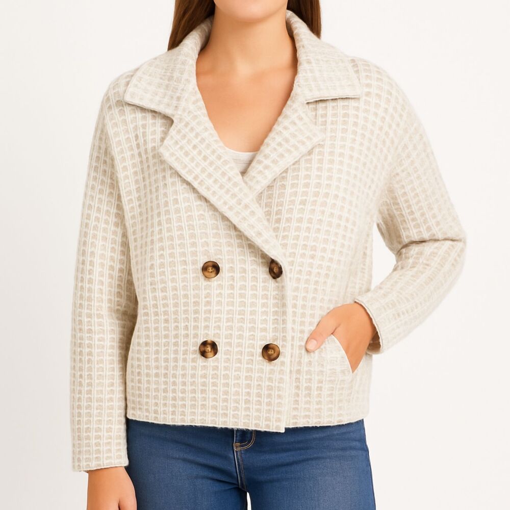 Rachel Zoe Cardigan Soft Knit Sweater Peacoat Beige Cream Women’s Size Small